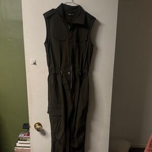 Sleeveless Utility Jumpsuit - Olive Green